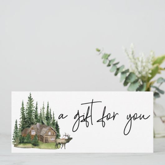 ギフト証明書ウォーターカラーキャビンフォレストロッジ 招待状 (スタンド正面)