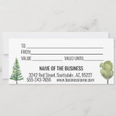 ギフト証明書ウォーターカラーキャビンフォレストロッジ 招待状 (裏面)