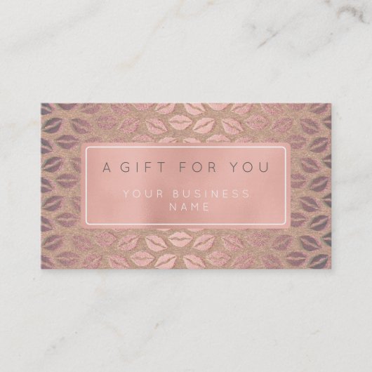 ギフト証明書カーカスタマイズドピンクローズ金ゴールド 割引カード (正面)
