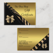 ギフト証明書カードエレガント金ゴールド黒 割引カード (正面/裏面)