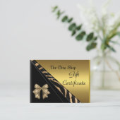 ギフト証明書カードエレガント金ゴールド黒 割引カード (スタンド正面)