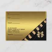 ギフト証明書カードエレガント金ゴールド黒 割引カード (裏面)