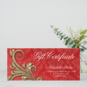 ギフト証明書クリスマスサロングリッター渦赤金ゴールド (スタンド正面)
