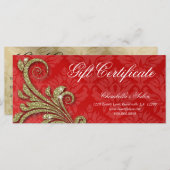 ギフト証明書クリスマスサロングリッター渦赤金ゴールド (正面/裏面)