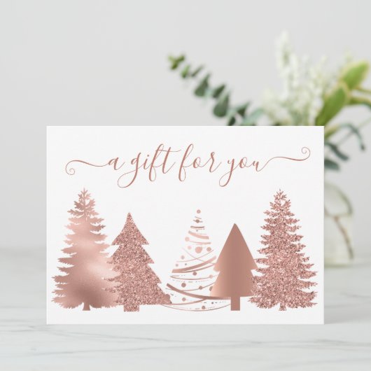 ギフト証明書クリスマスツリーバラ金ゴールド (スタンド正面)