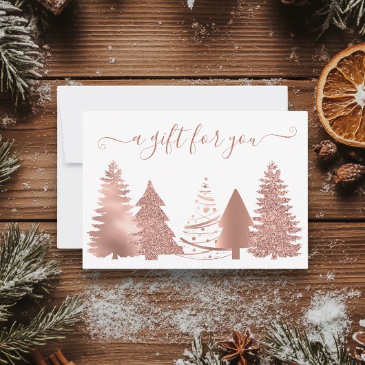 ギフト証明書クリスマスツリーバラ金ゴールド 招待状