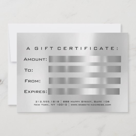 ギフト証明書グレーシルバーラッシュ美しい化粧 (裏面)