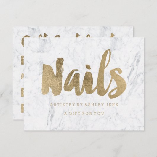 ギフト証明書シックフェイク金ゴールドガーリー爪、 ネイル大理石 (正面/裏面)