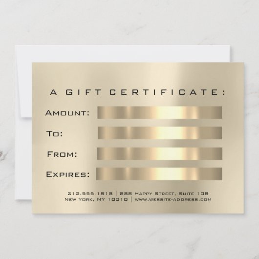 ギフト証明書シャンパイネラッシュ美しいメイクアップ (裏面)