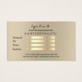 ギフト証明書セピア金ゴールドまぶしメイクアップアーティスト (裏面)