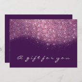 ギフト証明書セピア金ゴールドグリッター紫ピンク (正面/裏面)