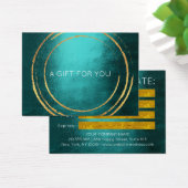 ギフト証明書ティール（緑がかった色）金ゴールド幾何学円 (デスク)