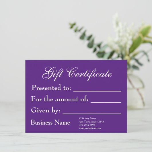 ギフト証明書テンプレート一般新規価値予算 (スタンド正面)