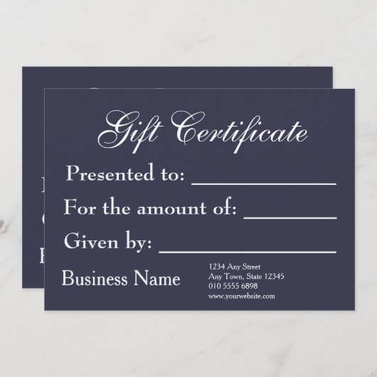 ギフト証明書テンプレート一般新規価値予算 招待状 (正面/裏面)