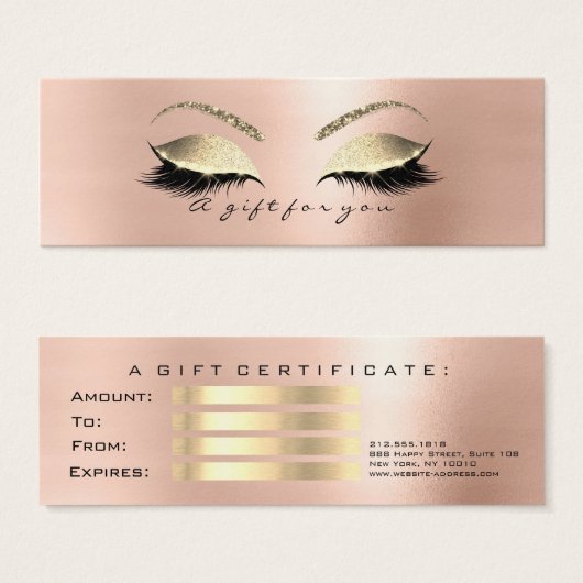 ギフト証明書バラスキン金ゴールドまばたきメイクアップVIP (正面&裏面)