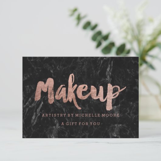 ギフト証明書バラ金ゴールドタイポグラフィ黒の大理石 (スタンド正面)