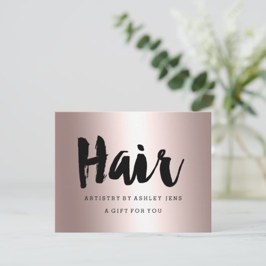 ギフト証明書バラ金ゴールドヘアスクリプト金属 (スタンド正面)