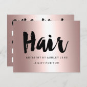 ギフト証明書バラ金ゴールドヘアスクリプト金属 (正面/裏面)