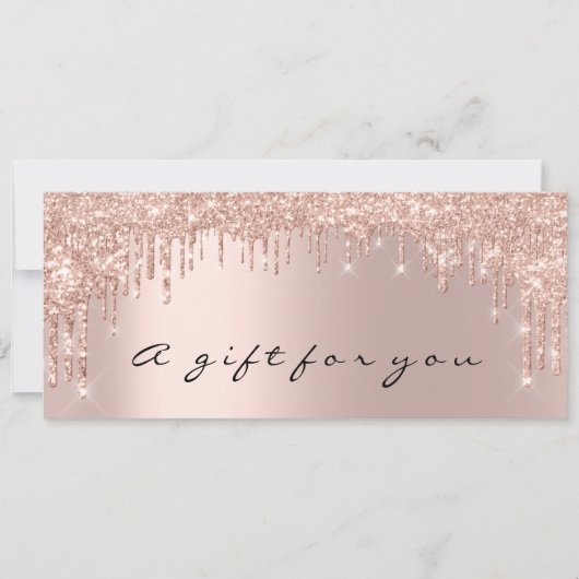 ギフト証明書バラ金ゴールドメイクアップヘア爪、 ネイルラッシュ 招待状 (正面)