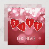 ギフト証明書バレンタインデーの愛赤いハート (正面/裏面)