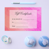 ギフト証明書ピンクオレンジデザイン チラシ (シングル)
