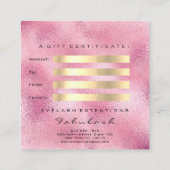 ギフト証明書ピンクグリッター金ゴールドまぶし化粧 割引カード (裏面)
