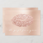 ギフト証明書ピンクローズ金ゴールドキス美しいスタジオ (正面/裏面)