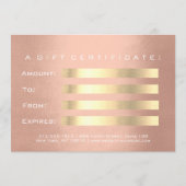 ギフト証明書ピンクローズ金ゴールドラッシュ美しいシルク (裏面)