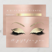 ギフト証明書ピンクローズ金ゴールドラッシュ美しいスタジオ (正面/裏面)