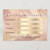 ギフト証明書ピンクローズ金ゴールドラッシュ美しい大理石 (裏面)