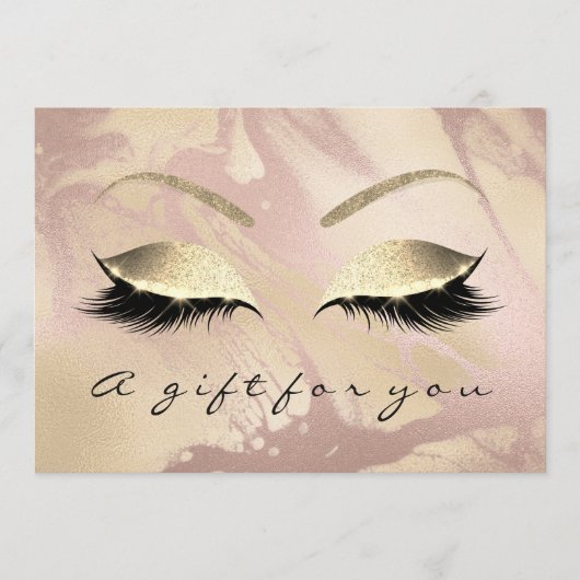 ギフト証明書ピンクローズ金ゴールドラッシュ美しい大理石 (正面)