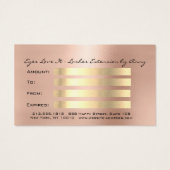 ギフト証明書ピーチバラ金ゴールドまばたきメイクアップ (裏面)