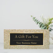 ギフト証明書ファッショナブル金ゴールドグリッターの輝き (スタンド正面)
