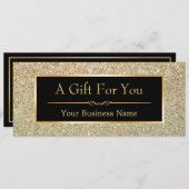 ギフト証明書ファッショナブル金ゴールドグリッターの輝き (正面/裏面)