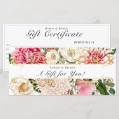 ギフト証明書フローラ植物学金ゴールドホワイト (正面/裏面)