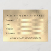 ギフト証明書ブラウズ金ゴールドまばたき拡張メイクアップ (裏面)