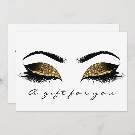 ギフト証明書ブラウズ金ゴールドまぶしホワイトメイクアップ (正面/裏面)