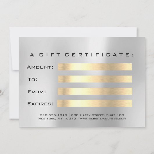 ギフト証明書ブラウンアイ金ゴールドラッシュ美しいメイクアップ (裏面)