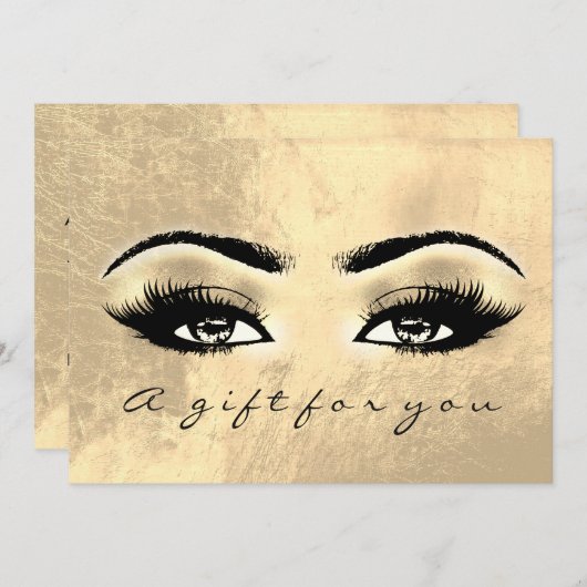 ギフト証明書ブラウンアイ金ゴールドラッシュ美しいメイクアップ (正面/裏面)