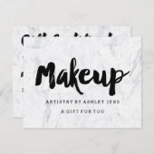 ギフト証明書ブラックメイクアップスクリプト白い大理石 (正面/裏面)