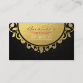 ギフト証明書ブラック&ゴールドフォイルフローラ枠 割引カード (正面)