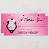 ギフト証明書ヘアサロンスタイリスト弓ピンク (正面/裏面)