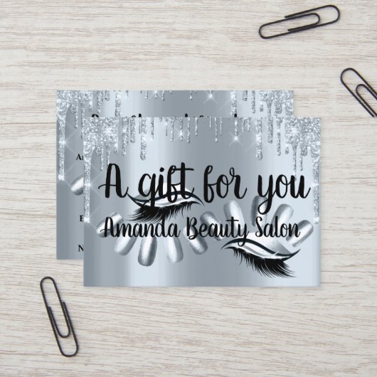 ギフト証明書ヘアスパ爪、 ネイルラグジュアリーブルードリップ 名刺 (正面/裏面インサイチュ)