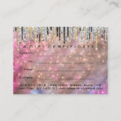 ギフト証明書メイクアップ髪爪、 ネイル自筆模造ピンク 名刺 (裏面)