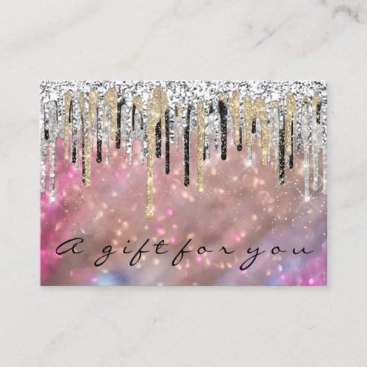 ギフト証明書メイクアップ髪爪、 ネイル自筆模造ピンク 名刺 (正面)