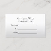 ギフト証明書モダンブラックリボンラグジュアリーキルト 割引カード (裏面)