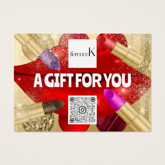 ギフト証明書ラッシュメイクアップロゴQR赤い唇 (正面)