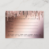 ギフト証明書化粧ヘア爪、 ネイルショップのドリップバラ 名刺 (裏面)