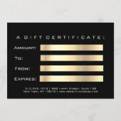 ギフト証明書大理石の銅まぶしスチュディメイクアップ (裏面)