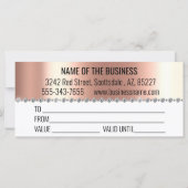 ギフト証明書大理石バラ金ゴールドグリッターダイヤモンド (裏面)